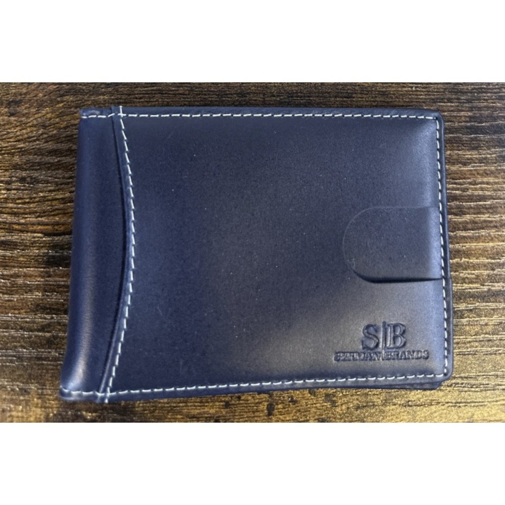 Serman Brands Leather RFID Blocking Slim Bifold Wallet Altlantic Blue Minimalist - Picture 3 of 14